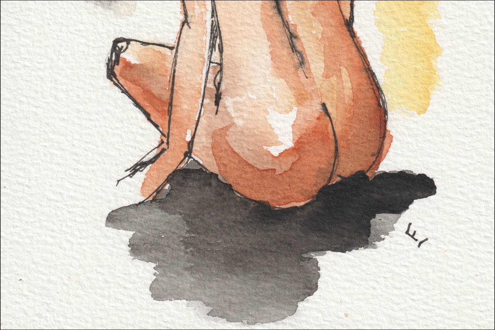 Figurative Painting Of A Woman In Watercolour And Ink, Contemporary Wall Art - Image 3