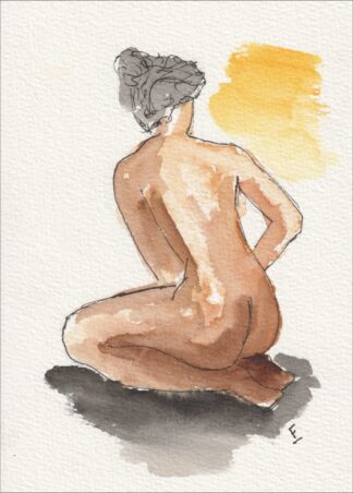 Figurative Female Painting In Watercolour And Ink, Contemporary Wall Art
