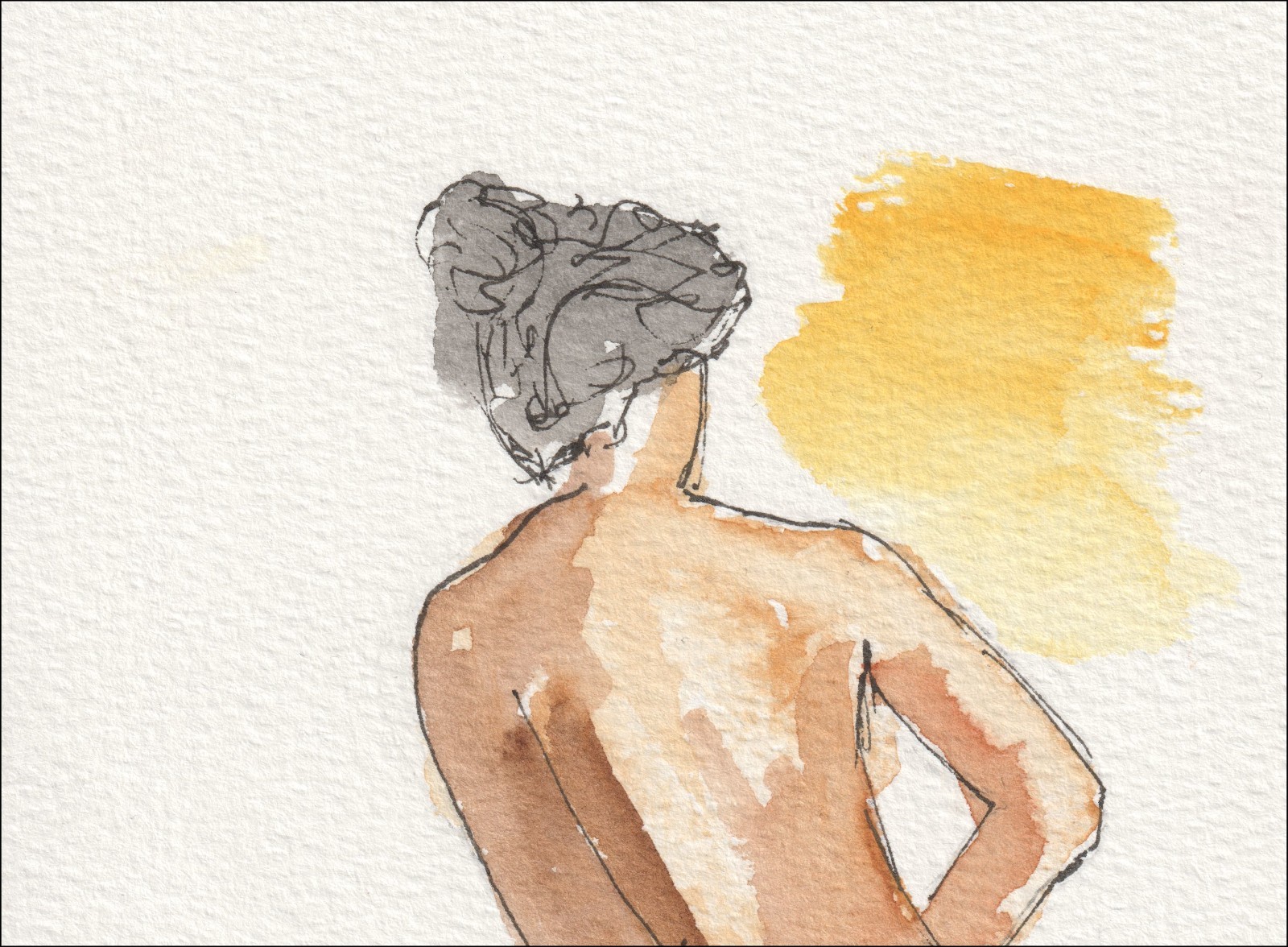 Figurative Female Painting In Watercolour And Ink, Contemporary Wall Art - Image 2