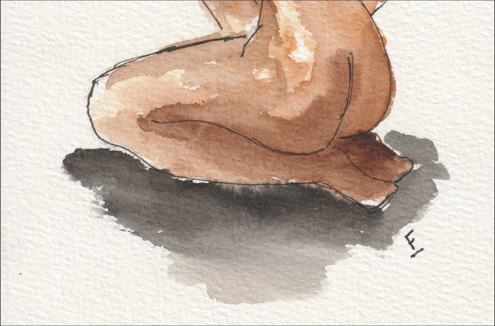 Figurative Female Painting In Watercolour And Ink, Contemporary Wall Art - Image 3