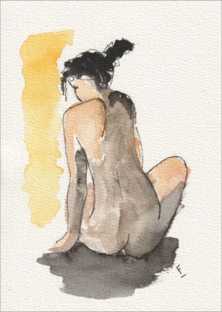 Abstract Figurative Female Painting In Watercolour And Ink Contemporary Wall Art