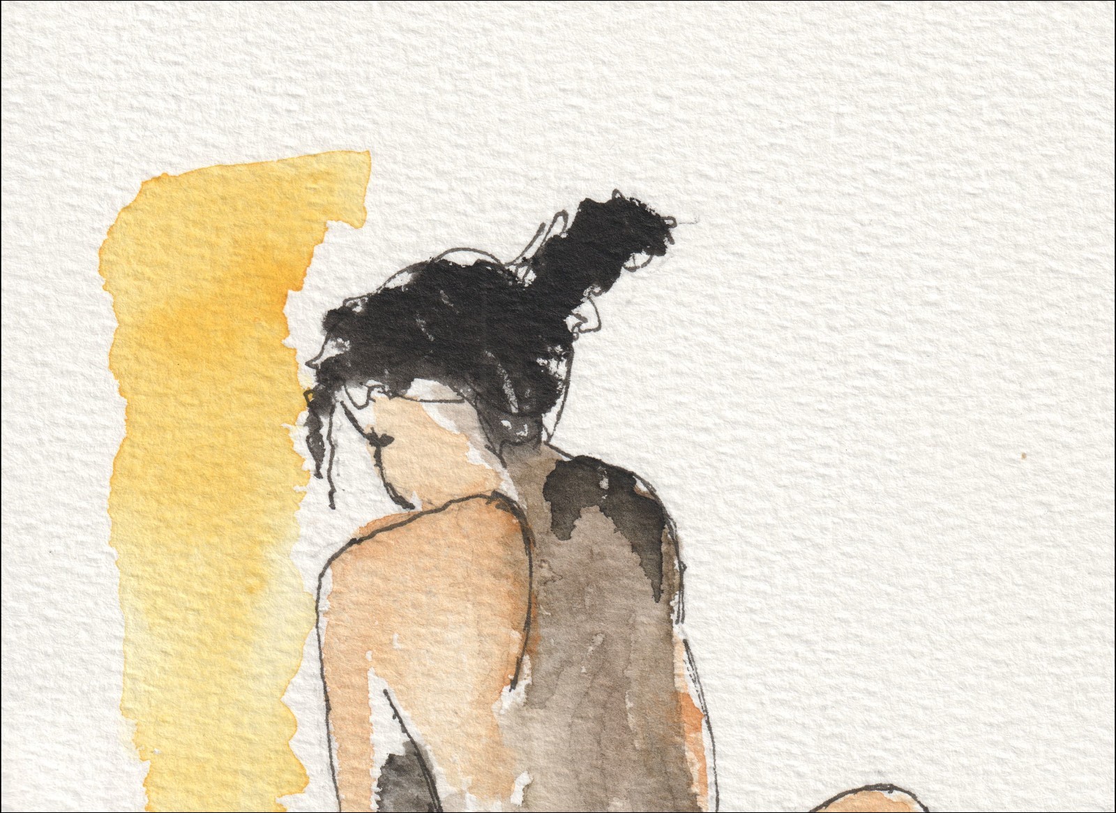 Abstract Figurative Female Painting In Watercolour And Ink Contemporary Wall Art - Image 2