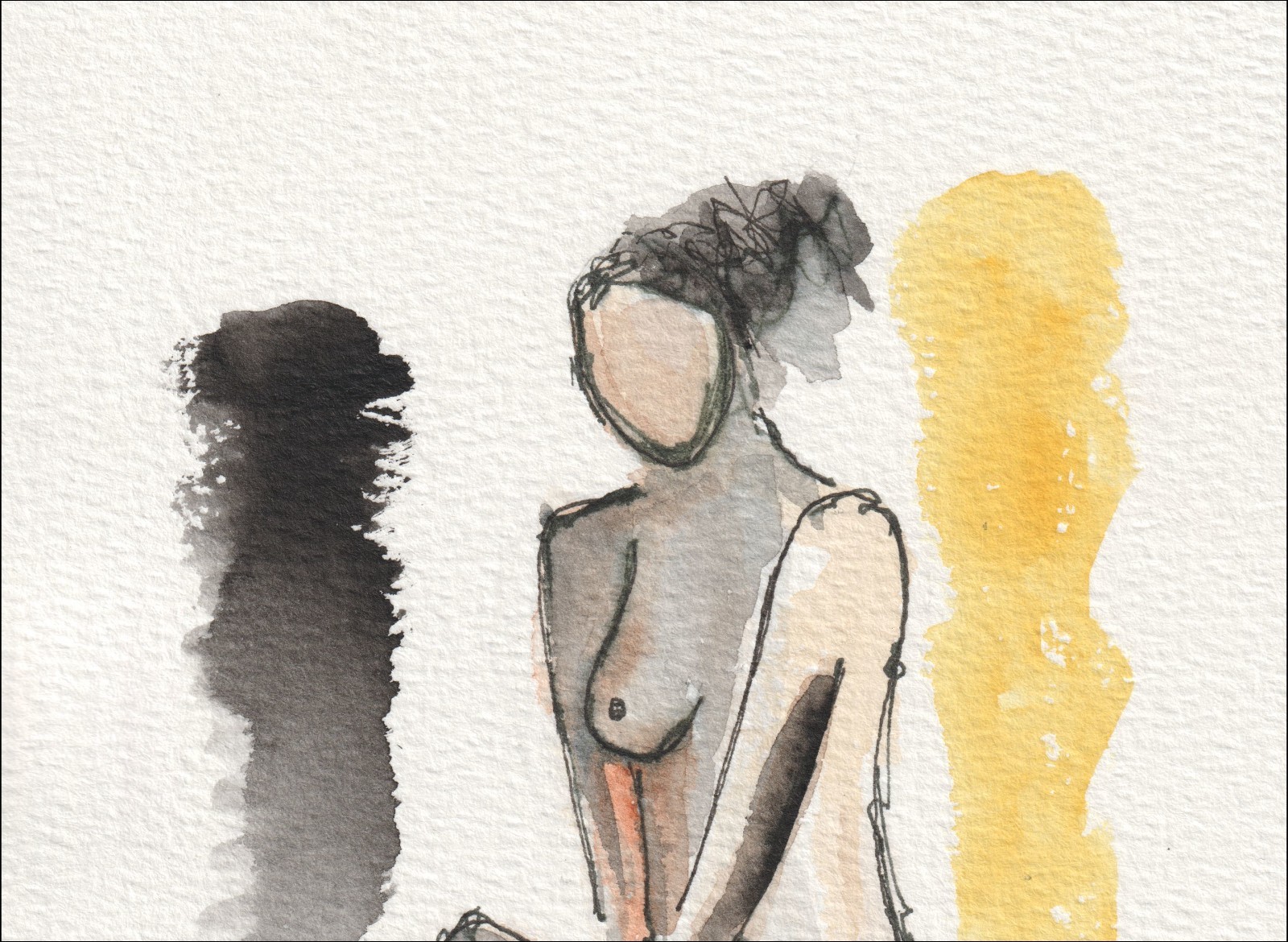 Figurative Painting Of A Woman In Watercolour And Ink, Contemporary Wall Art - Image 2
