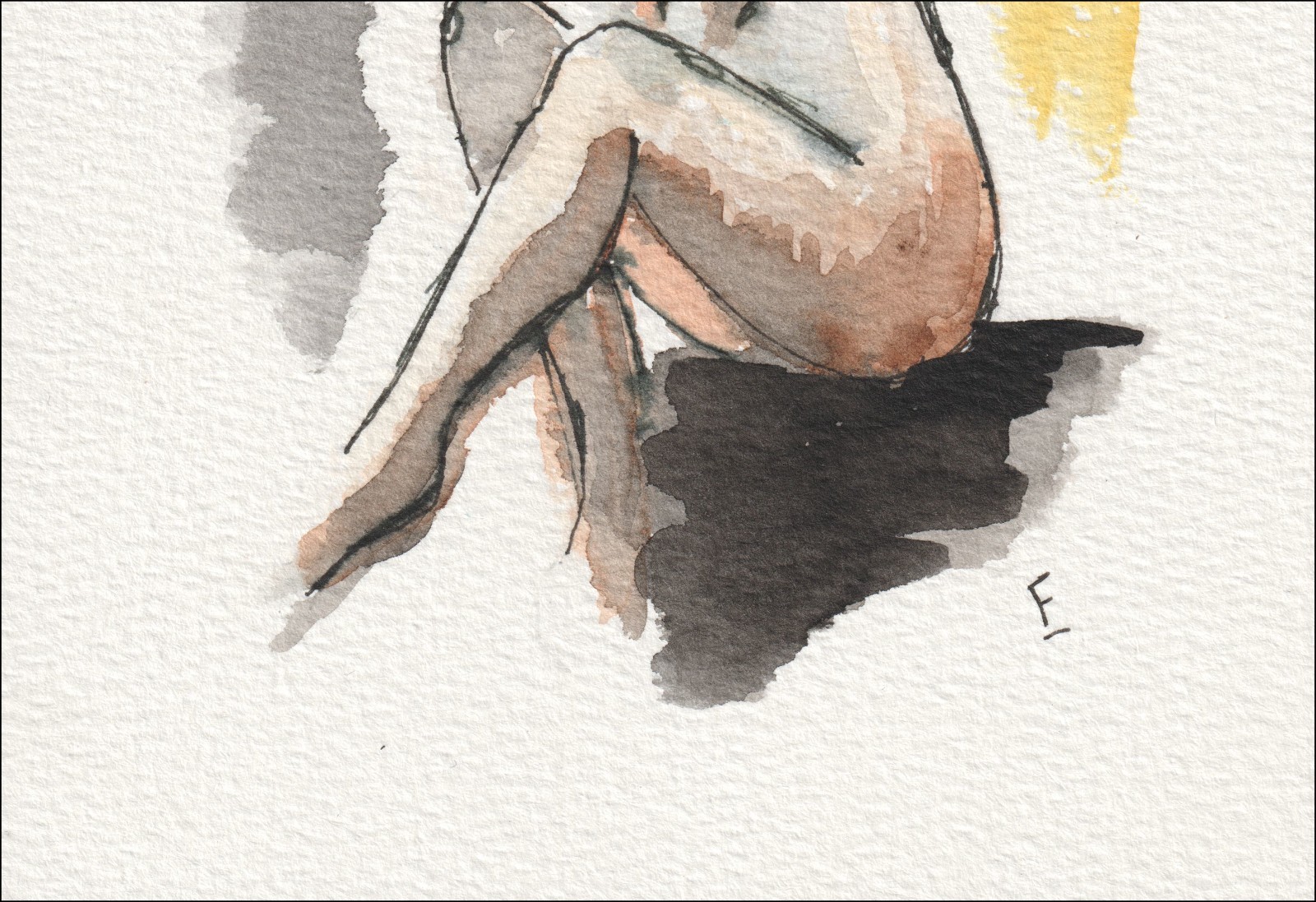 Figurative Painting Of A Woman In Watercolour And Ink, Contemporary Wall Art - Image 3