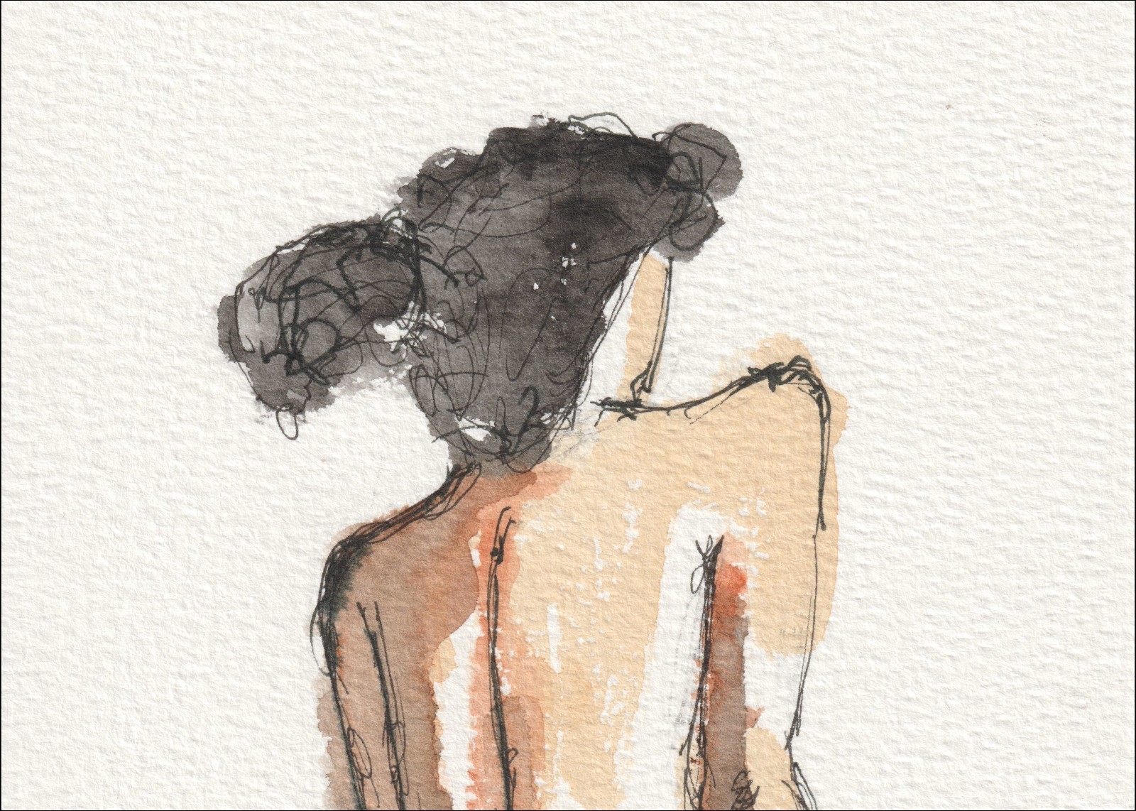 Figurative Female Watercolour And Ink Painting, Feminine Contemporary Wall Art - Image 2