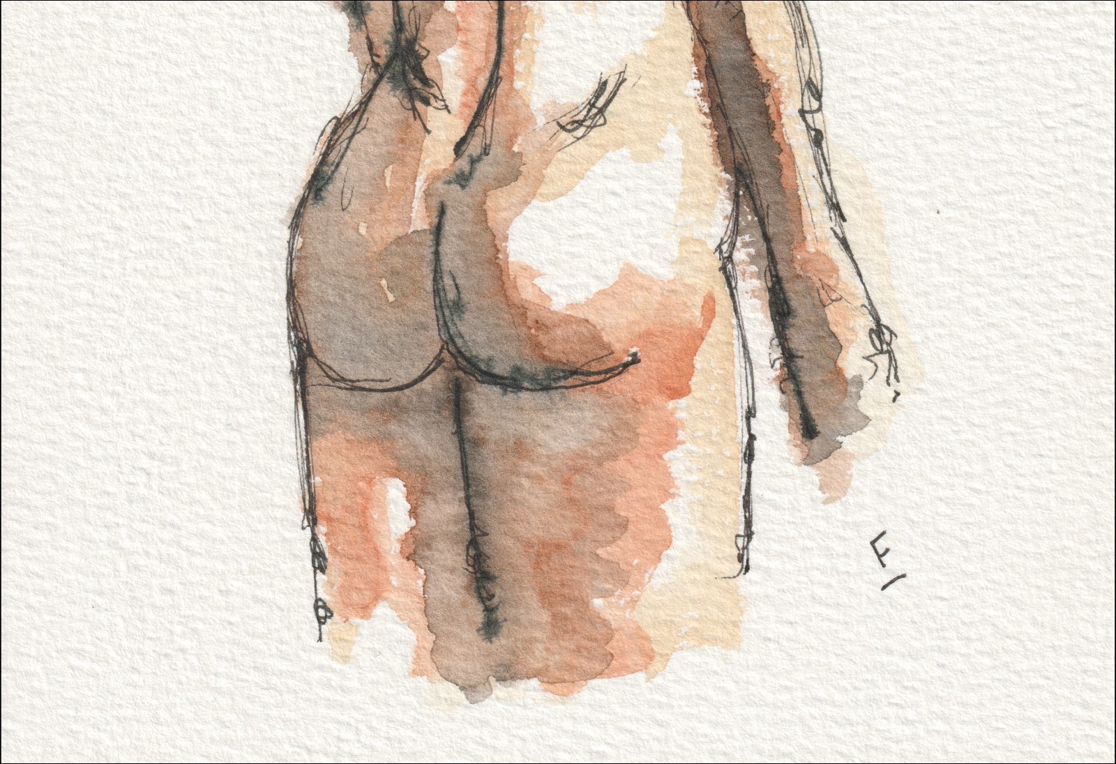 Figurative Female Watercolour And Ink Painting, Feminine Contemporary Wall Art - Image 3