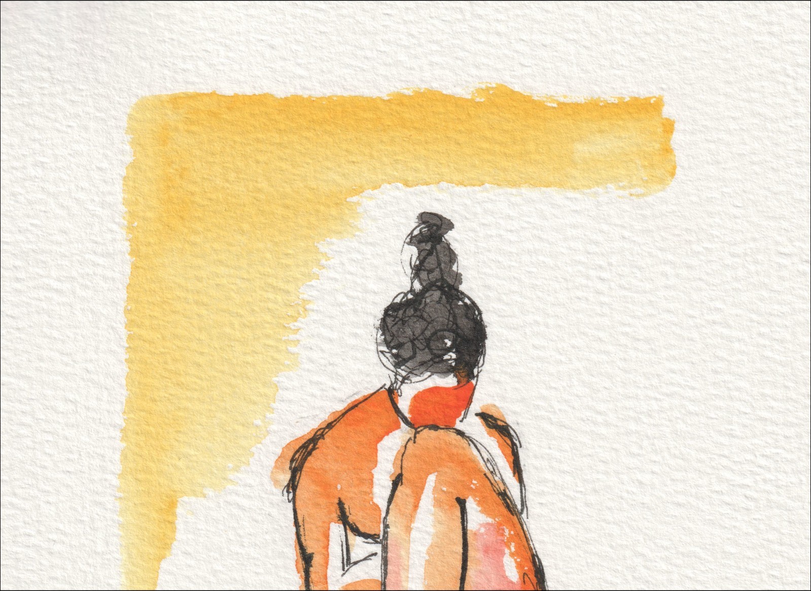 Abstract Figurative Painting Of A Woman In Watercolour And Ink, Contemporary Art - Image 2