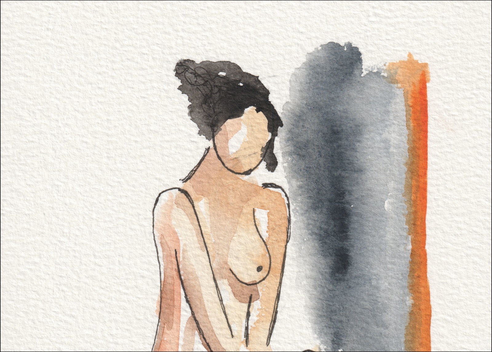 Figurative Female Watercolour And Ink Painting, Contemporary Feminine Wall Art - Image 2