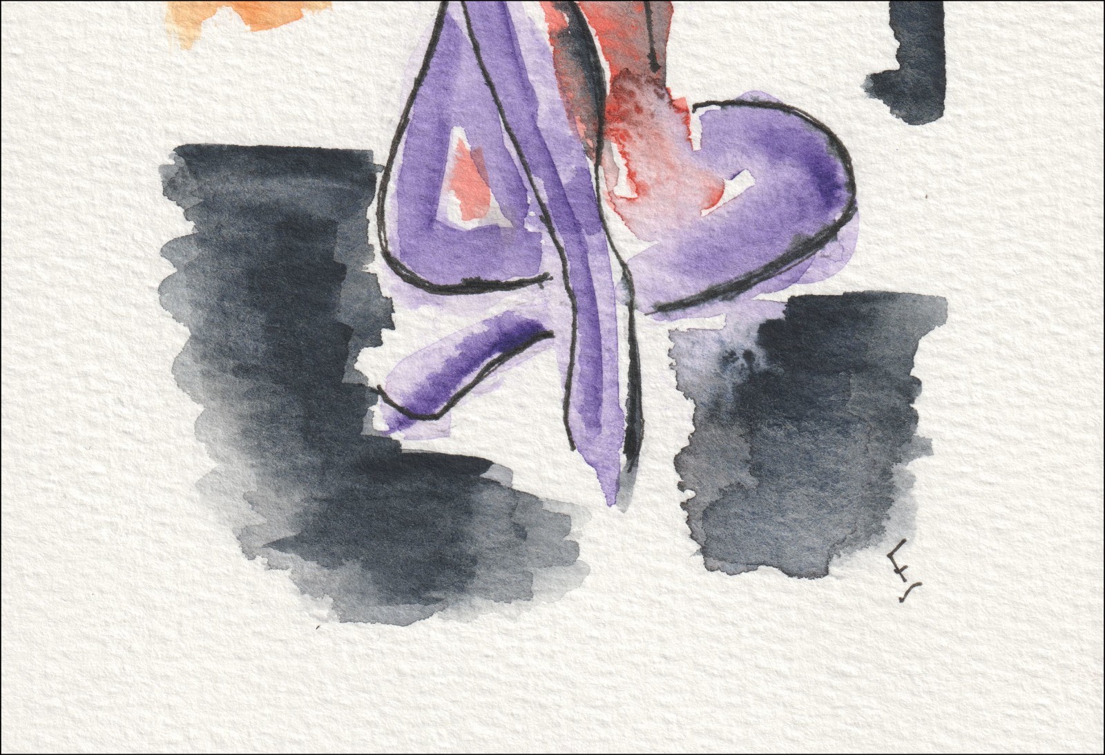 Original Signed Figurative Abstract Female Painting In Watercolour And Ink - Image 3