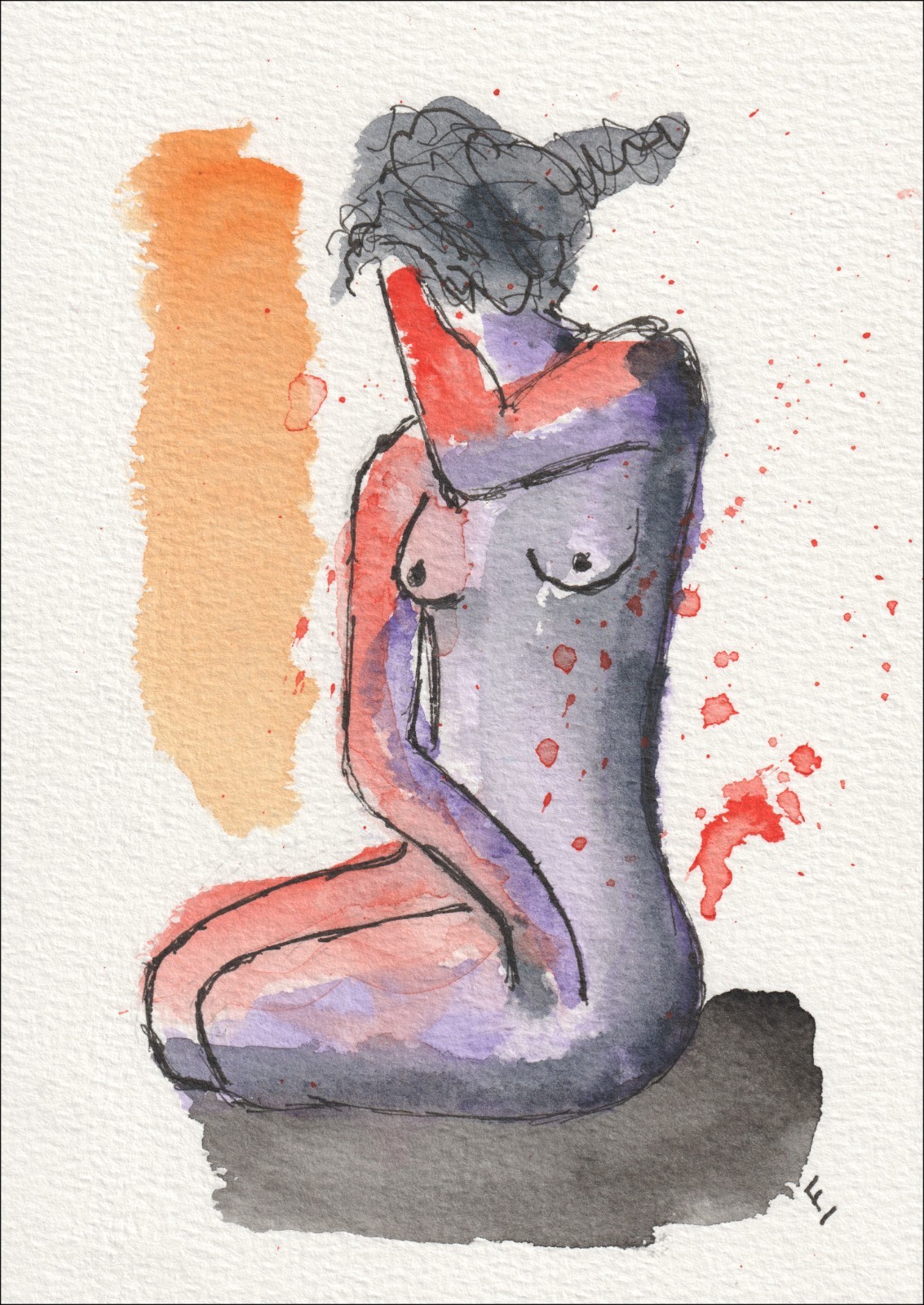 Female Figurative Painting, Original Watercolour And Ink Feminine Wall Art