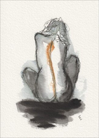 Abstract Figurative Female Watercolour And Ink Painting, Contemporary Wall Art