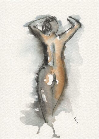 Figurative Abstract Female Watercolour And Ink Painting, Original Wall Art