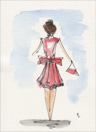 Figurative Female Sketch In Watercolour And Ink, Original Contemporary Wall Art