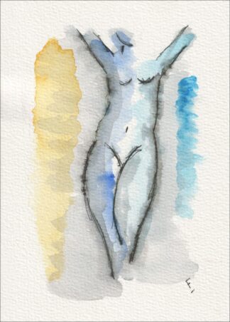 Abstract Female Sketch In Watercolour And Ink, Original Contemporary Wall Art