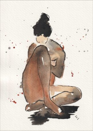 Female Figure Painting In Watercolour And Ink, Signed Original Feminine Wall Art