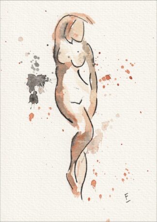 Figurative Female Painting In Watercolour And Ink, Original Feminine Wall Art