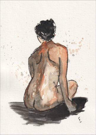 Figurative Sketch Of A Woman In Watercolour And Ink, Original Feminine Wall Art