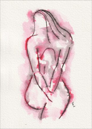 Female Abstract Figure Painting In Watercolour And Ink, Feminine Wall Art