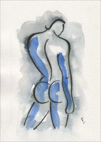 Figurative Male Painting, Watercolour And Ink, Original Signed Abstract Wall Art