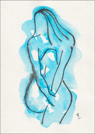 Original Figurative Watercolour Painting Of A Nude Female, Abstract Wall Art