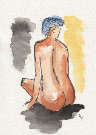 Figurative Painting Of A Woman In Watercolour And Ink, Contemporary Wall Art