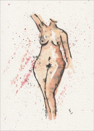 Abstract Figurative Female Painting In Watercolour And Ink Contemporary Wall Art