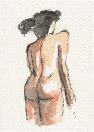 Figurative Female Watercolour And Ink Painting, Feminine Contemporary Wall Art