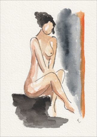 Figurative Female Watercolour And Ink Painting, Contemporary Feminine Wall Art